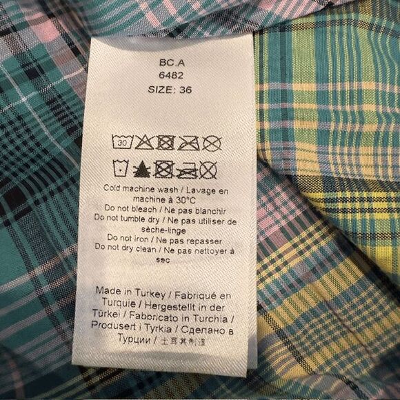 NWT GANNI Checked Seersucker Midi Dress in Lagoon Green Purple Size Small (36) - Picture 10 of 16